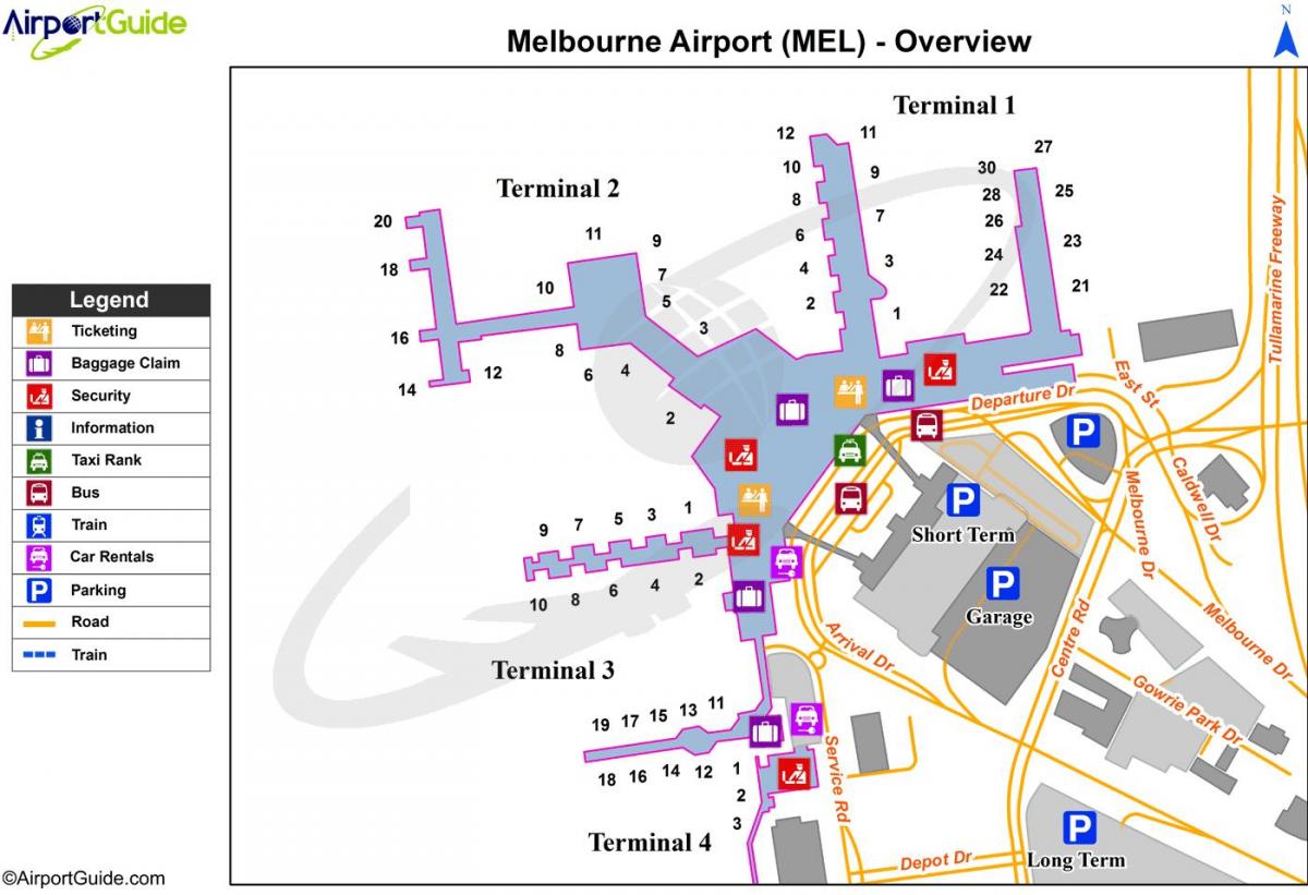 Melbourne Airport Terminal Map Map Of Melbourne Airport Terminals Australia