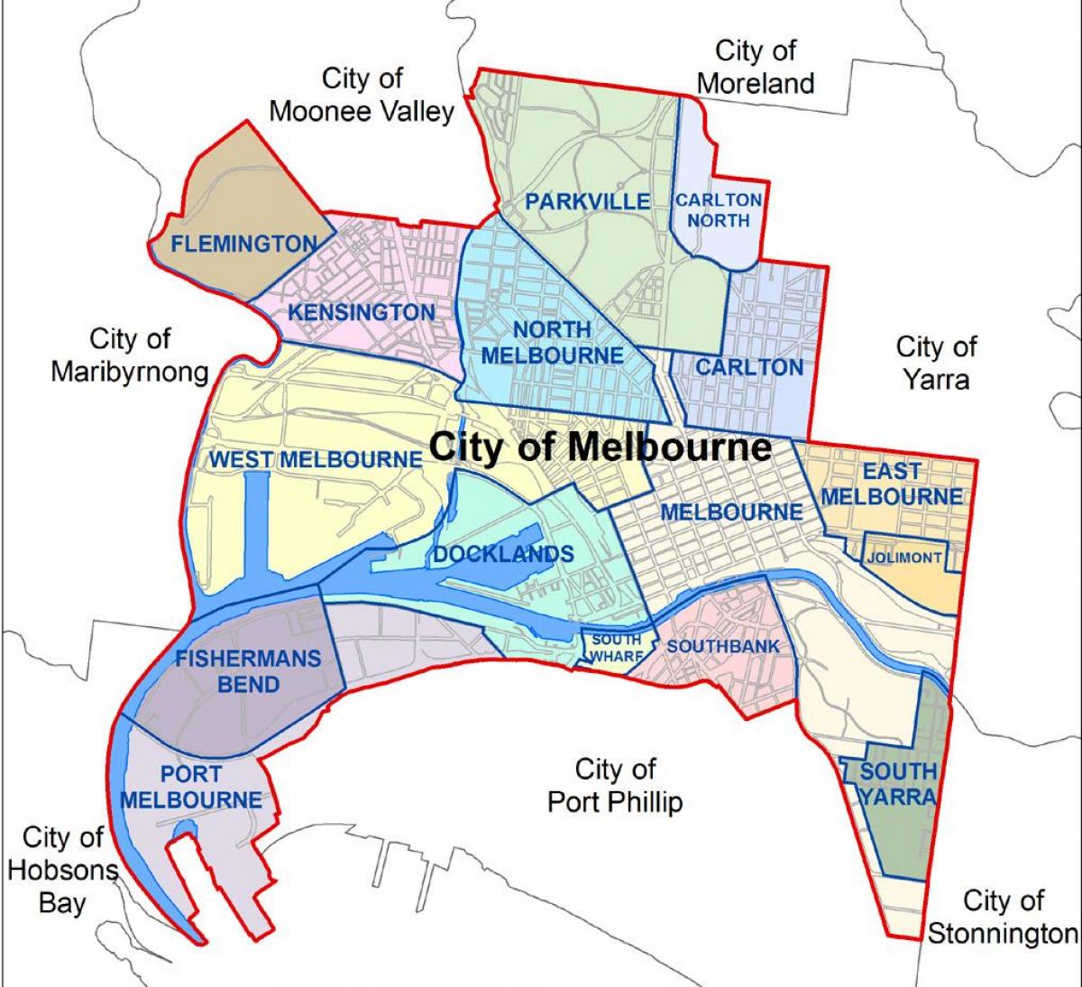 map of Melbourne and surrounding areas
