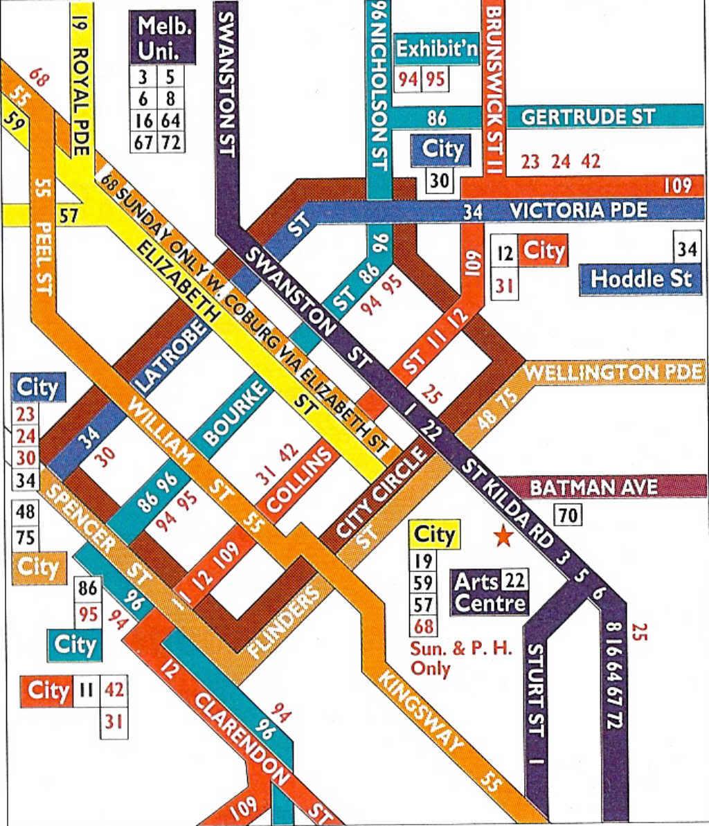 Melbourne City Tram Map 
