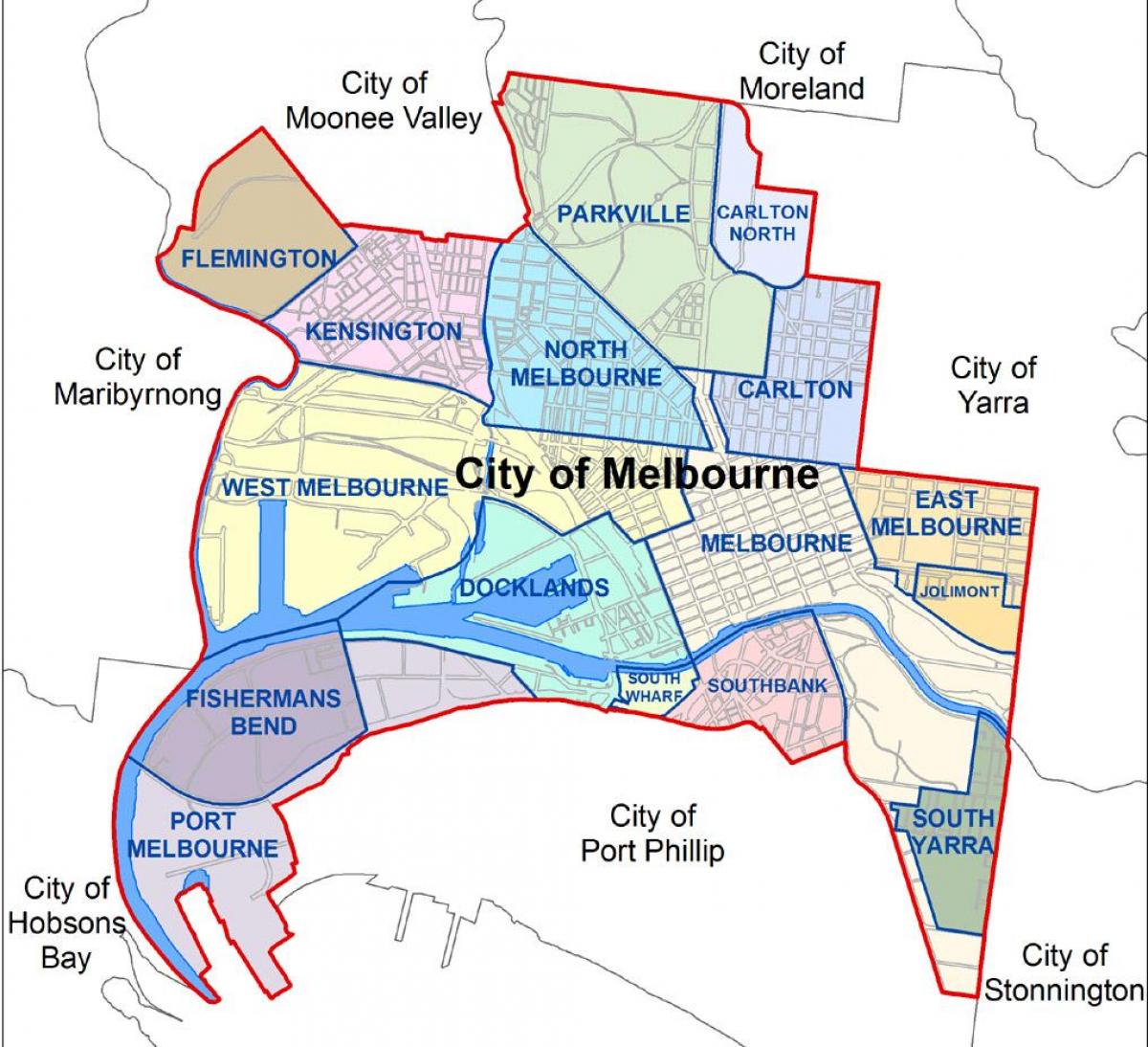 Melbourne map suburbs - Map Melbourne suburbs (Australia)