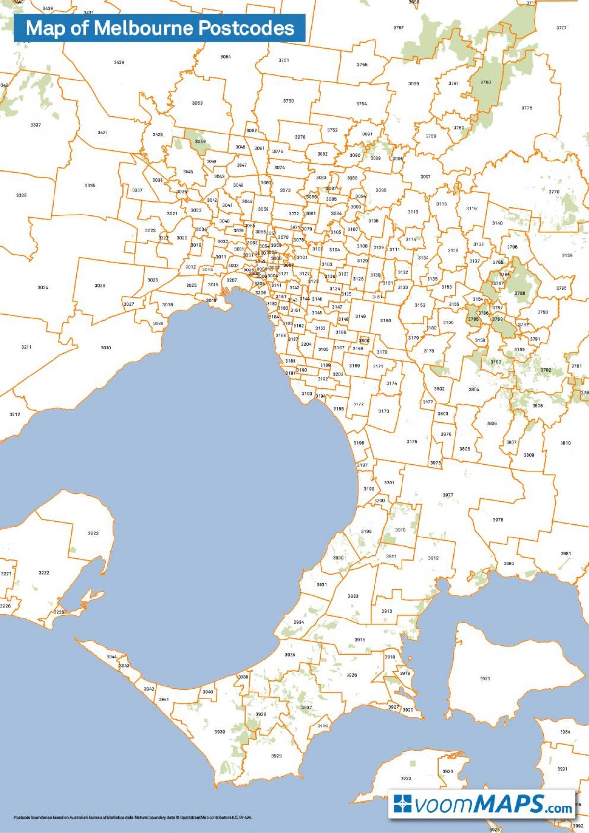 map of Melbourne postcodes