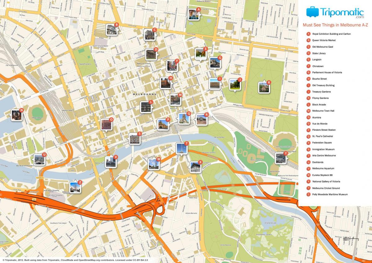 Melbourne tourism map