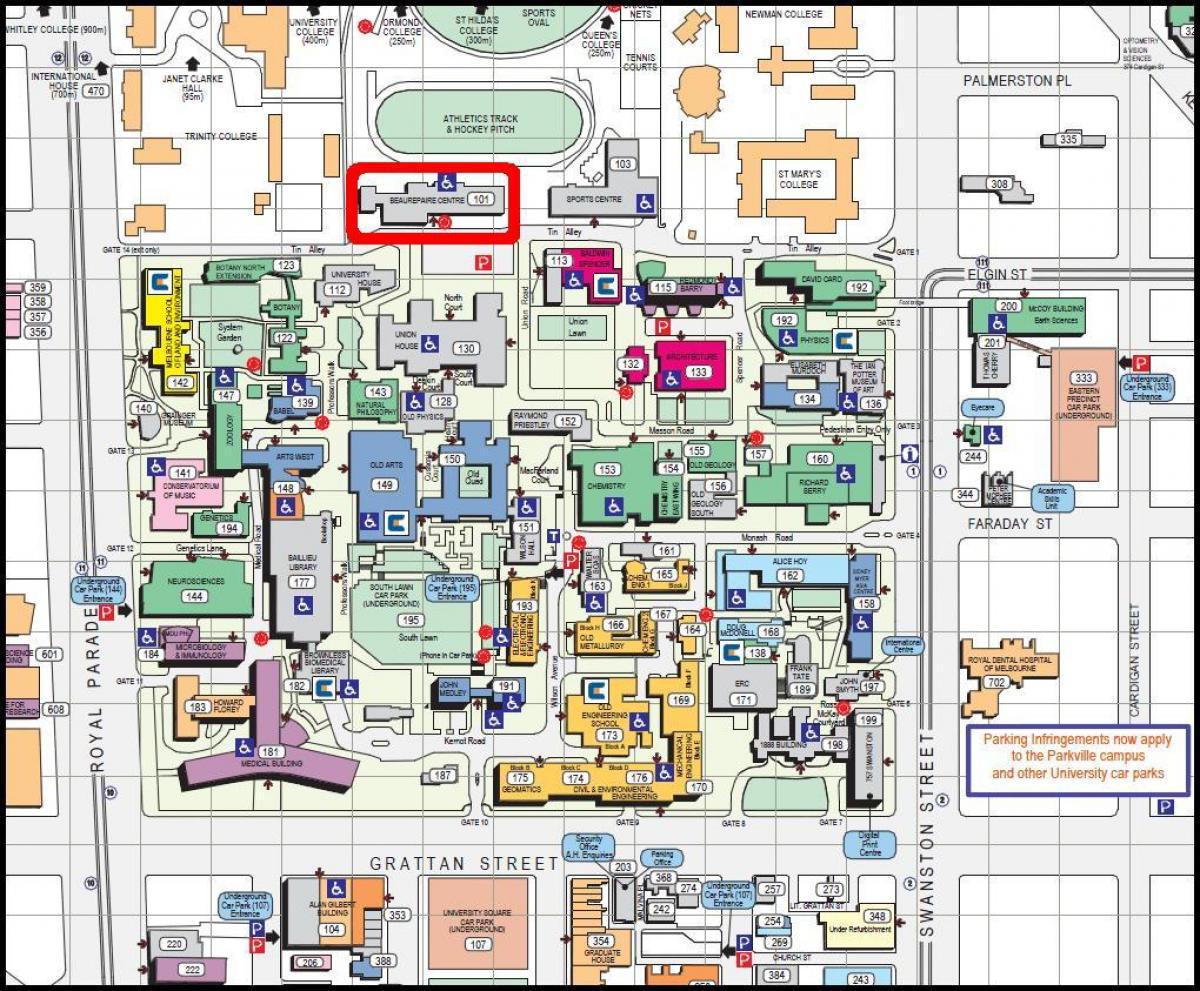 map of Melbourne university